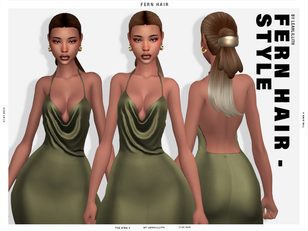 Sims 4 — LeahLillith_FernHairstyleOmbre_01_MM.package by Leah_Lillith — There is optional recolor (color wheel) which can