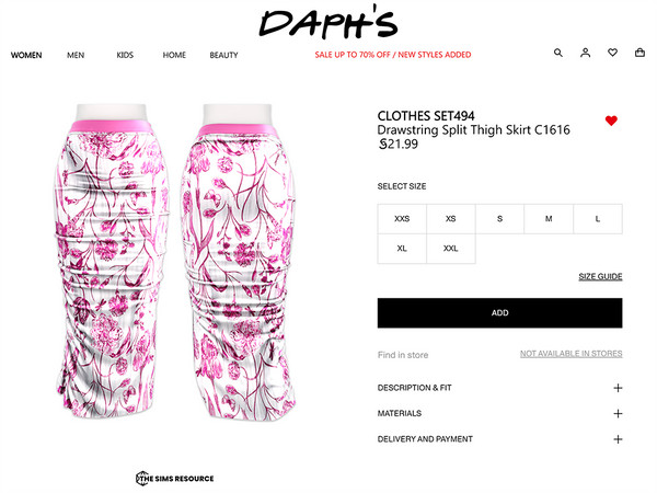 Sims 4 — Clothes SET494 - Drawstring Split Thigh Skirt C1616 by Daph's — 6 Swatches