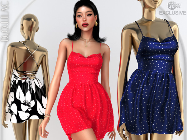 Sims 4 — Tie Back Pattern Silk Dress DO0903 by DOLilac — Custom thumbnail