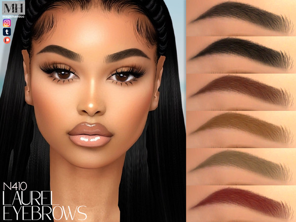 Sims 4 — Laurel Eyebrows N410 by MagicHand — Soft arch high brows in 13 colors - HQ Compatible.