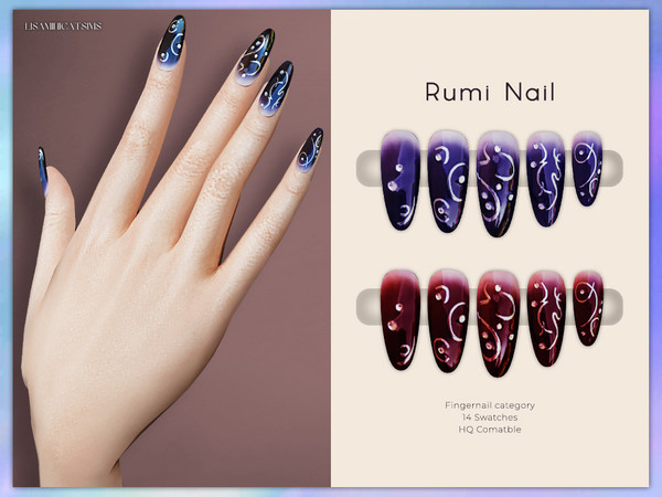 Sims 4 — Rumi Nail by Lisaminicatsims — -Fingernail category -HQ comatble -14 swatches