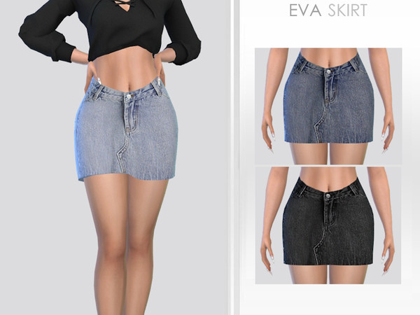 Sims 4 — Eva Skirt by Puresim — Denim skirt in 2 swatches