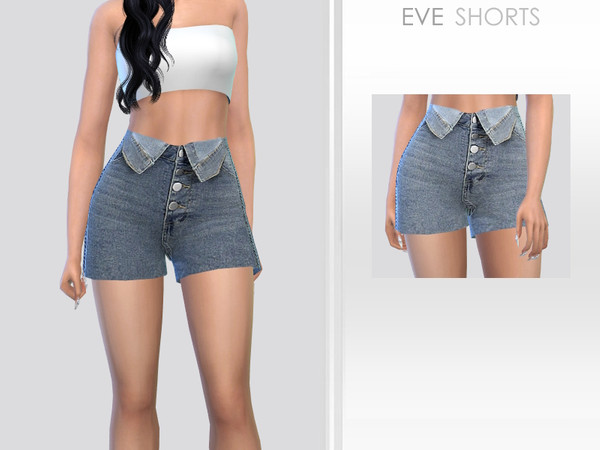 Sims 4 — Eve Shorts by Puresim — Denim shorts in 2 swatches
