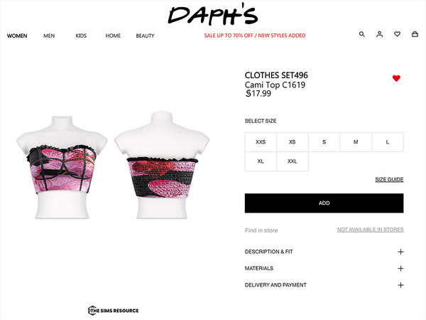 Sims 4 — Clothes SET496 - Cami Top C1619 by Daph's — 4 Swatches