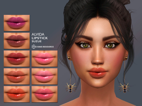 Sims 4 — Alvida Lipstick N101 by Suzue — 10 Swatches