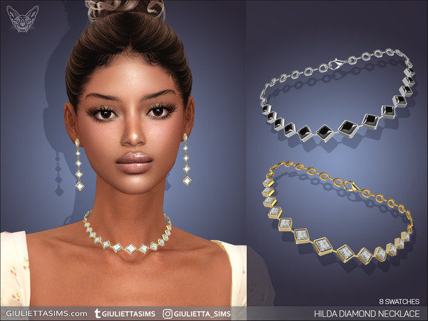Sims 4 — Hilda Diamond Necklace by feyona — Hilda Diamond Necklace comes with 8 swatches.