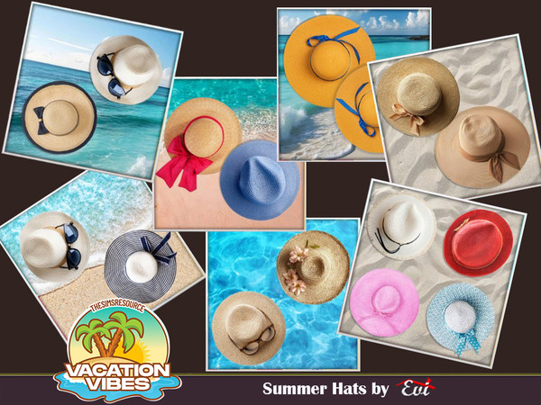 Sims 4 — Summer Hats by evi — What else woul be so perfect for Summer house decor than colorful summer hats?