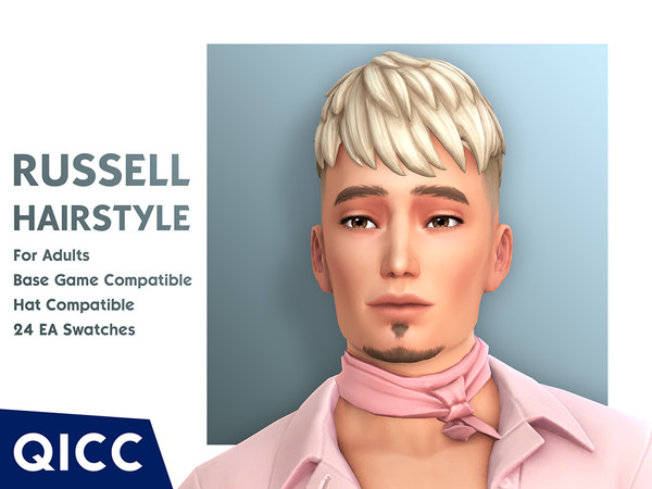 Sims 4 — Russell Hair by qicc — A short, layered hairstyle. - Maxis Match