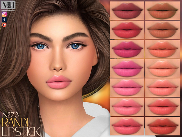 Sims 4 — Randi Lipstick N273 by MagicHand — Matte lips in 15 colors - HQ Compatible.