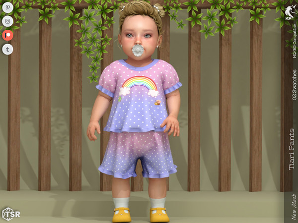 Sims 4 — Tiari Pants- Infant by KaTPurpura — Shorts with ruffles and a polka dot pattern