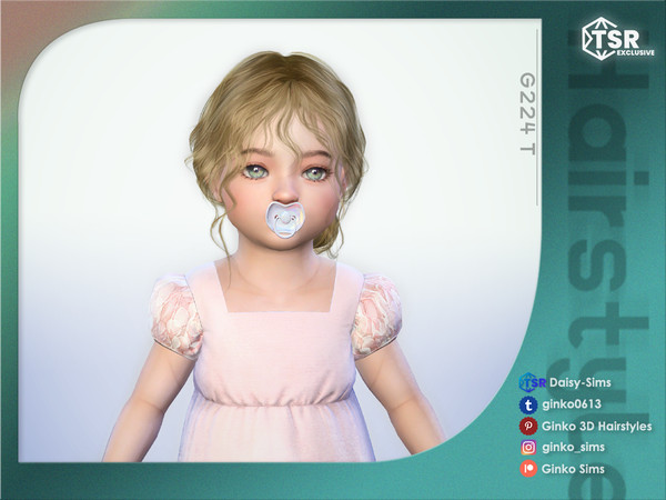 Sims 4 — Wavy Low Bun Hair for Toddlers - Ginko 224T by Daisy-Sims — 21 base colors + 9 ombre colors