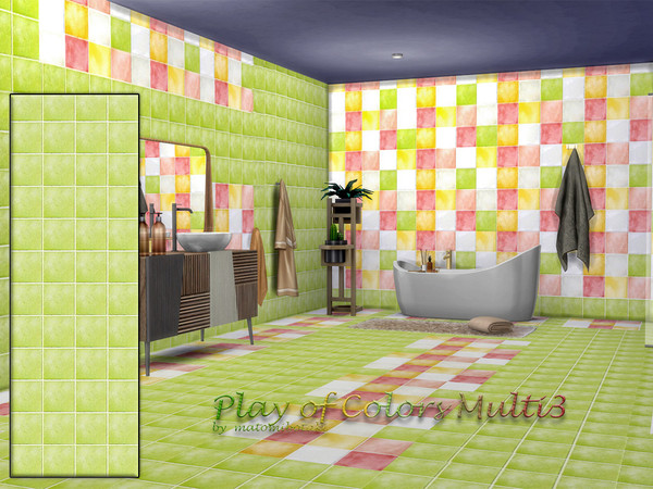 Sims 4 — Play of Colors Multi3.package by matomibotaki — Colorful tile wall set that simply puts you in a good mood, not