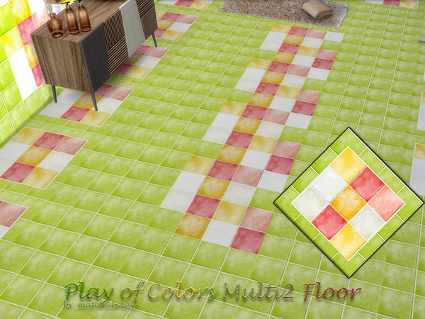 Sims 4 — Play of Colors Multi2 Floor.package by matomibotaki — Colorful tile floor that simply puts you in a good mood,
