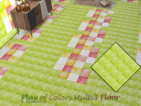 Sims 4 — Play of Colors Multi3 Floor.package by matomibotaki — Colorful tile floor that simply puts you in a good mood,