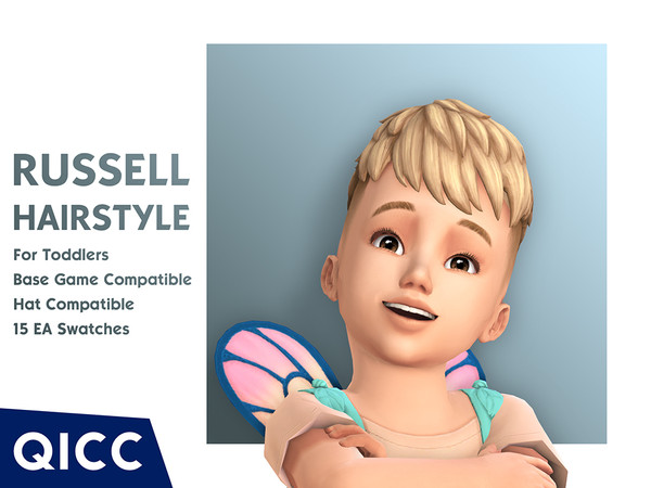 Sims 4 — Russell Hair by qicc — A short, layered hairstyle. - Maxis Match