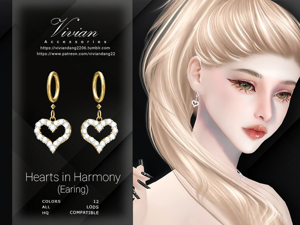 Sims 4 — Hearts in Harmony - Earing by VivianDang — - All new meshes