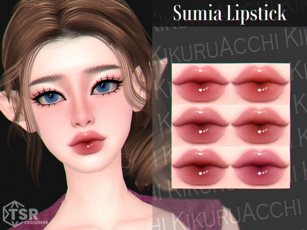 Sims 4 — Sumia Lipstick by Kikuruacchi — - It is suitable for Female and Male. ( Teen to Elder ) - 6 swatches - HQ