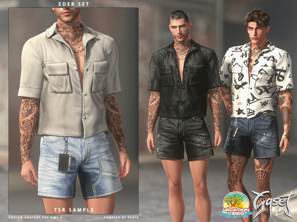 Sims 4 — GASET - Eder Shirt by VentaStudio — - 5 Swatches (30 Swatches on Patreon)