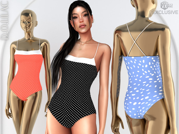 Sims 4 — Patterned One Piece Swimsuit DO0910 by DOLilac — Custom thumbnail