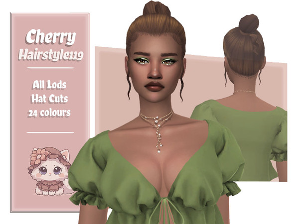Sims 4 — Cherry Hairstyle by AarainAroma — Aroma Hairstyle 119 This hairstyle was made for your Classy Sims!! All LODs