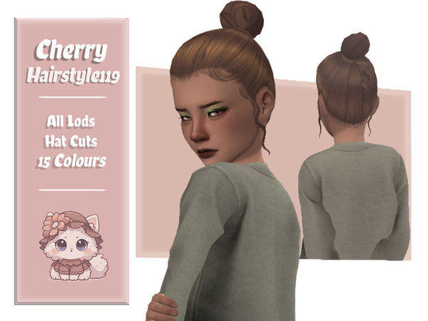 Sims 4 — Cherry Hairstyle (Children) by AarainAroma — Aroma Hairstyle 119 This hairstyle is a conversion of Aroma