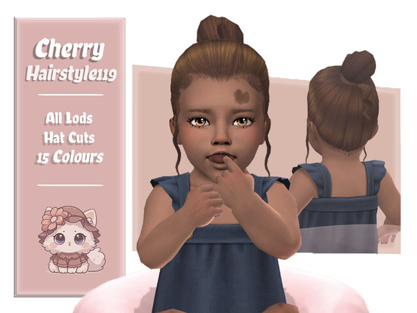 Sims 4 — Cherry Hairstyle (Infant) by AarainAroma — Aroma Hairstyle 119 This hairstyle is a conversion of Aroma Cherry!!