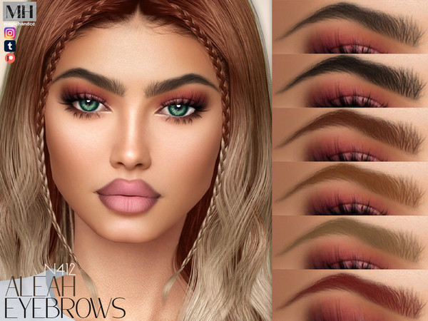 Sims 4 — Aleah Eyebrows N412 by MagicHand — Groomed softly angled brows in 13 colors - HQ Compatible.