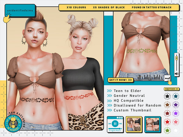 Sims 4 — Fragile Heart Tattoo by unidentifiedsims — 10 Colours