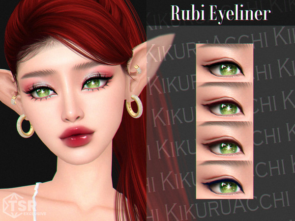 Sims 4 — Rubi Eyeliner by Kikuruacchi — - It is suitable for Female and Male. ( Teen to Elder ) - 4 swatches - HQ