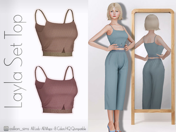 Sims 4 — Layla Set Top - ACN 652 by Asilkan — - 8 Colors