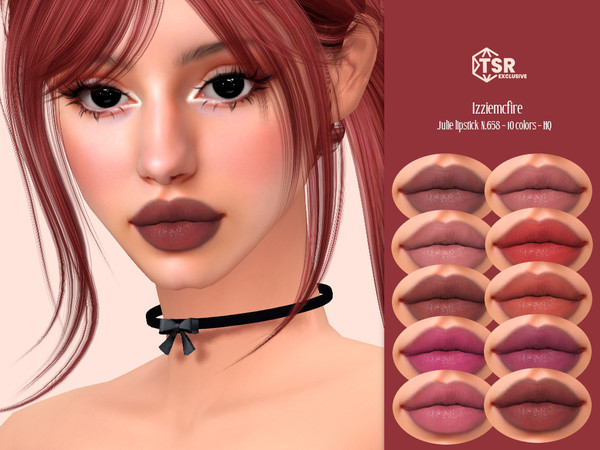 Sims 4 — IMF Julie Lipstick N.658 by IzzieMcFire — Julie Lipstick N.658 contains 10 colors in hq texture. Standalone item