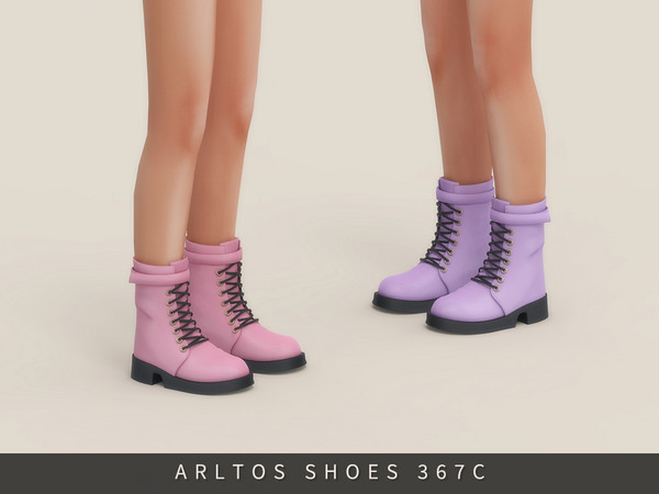 Sims 4 — Leather Martin Boots Child by Arltos — 9 colors.