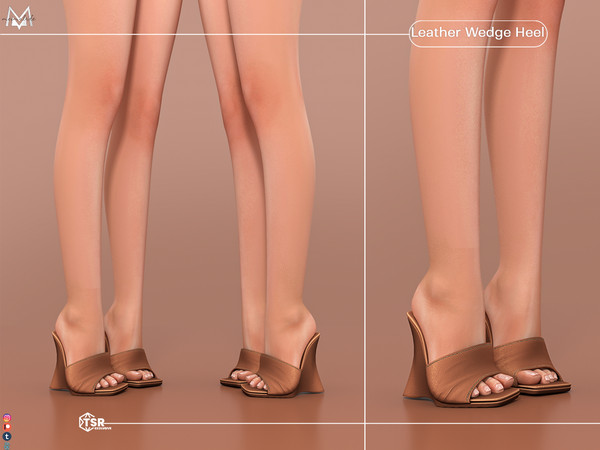 Sims 4 — Leather Wedge Heel S595 by Mermalade — New Mesh