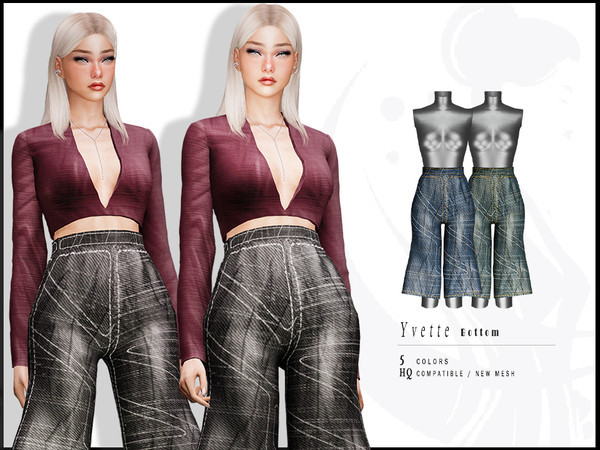 Sims 4 — Yvette SET - Bottom by _ironik_ — -5 Colors
