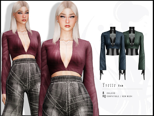 Sims 4 — Yvette SET - Top by _ironik_ — -8 Colors