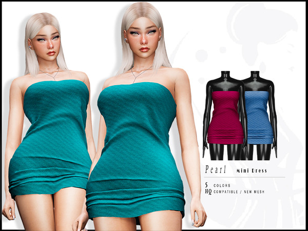 Sims 4 — Pearl Mini Dress by _ironik_ — -5 Colors