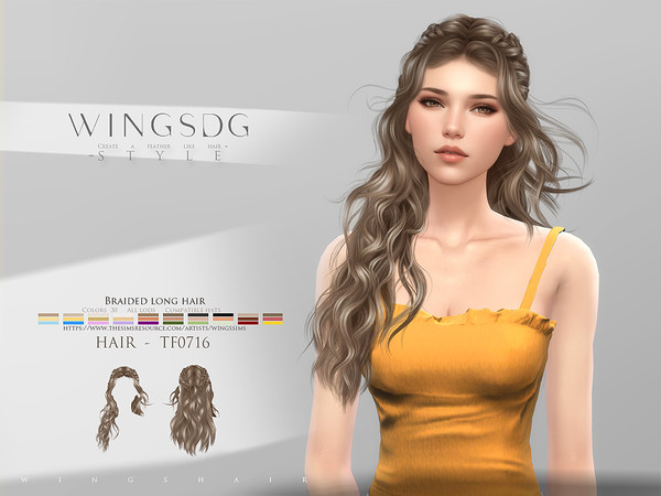 Sims 4 — WINGS-TF0716-Braided long hair by wingssims — Colors:30