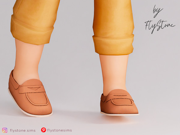 Sims 4 — Toddler Suede Loafers by FlyStone — Stylish suede loafers for toddler