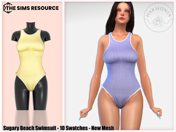 Sims 4 — Sugary Beach Swimsuit by Harmonia — New Mesh