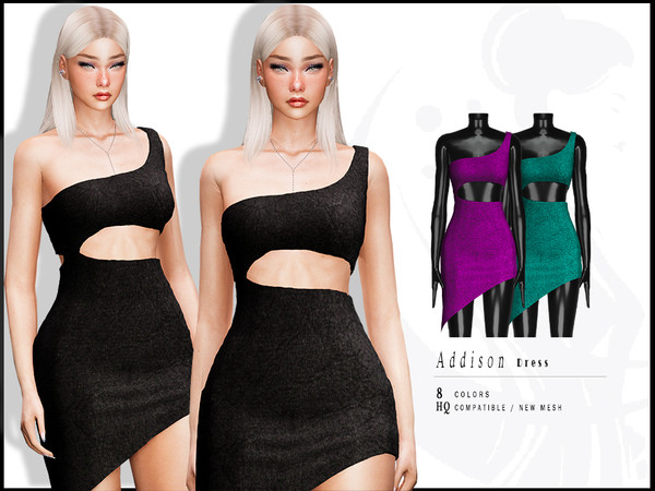 Sims 4 — Addison Dress by _ironik_ — -8 Colors