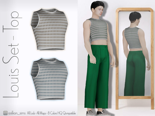 Sims 4 — Louis Set Top - ACN 656 by Asilkan — - 8 Colors