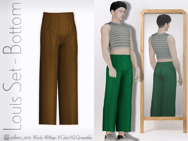 Sims 4 — Louis Set Bottom- ACN 657 by Asilkan — - 8 Colors