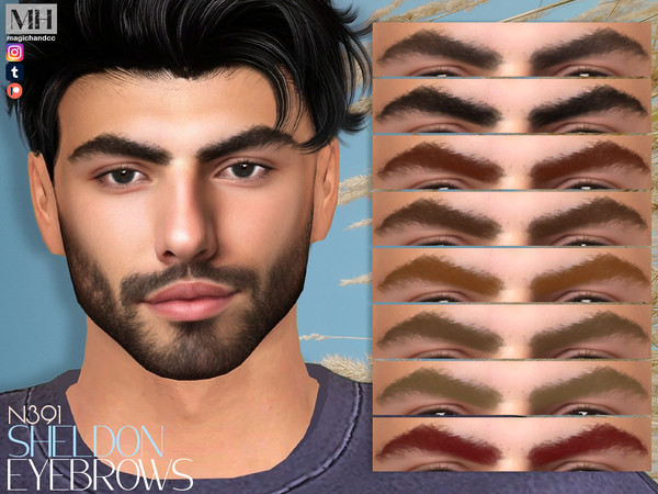 Sims 4 — [Patreon] Sheldon Eyebrows N391 by MagicHand — Bushy brows in 13 colors - HQ Compatible.