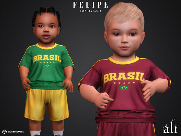Sims 4 — FELIPE top (infant) by ali1 — Brasil Letter Graphic T-Shirt