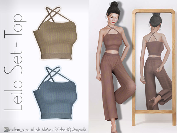 Sims 4 — Leila Set Top - ACN 658 by Asilkan — - 8 Colors