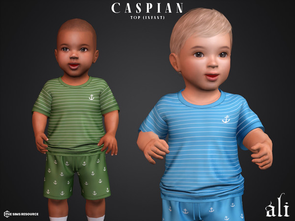 Sims 4 — CASPIAN top (infant) by ali1 — Stripe T-shirt with Anchor