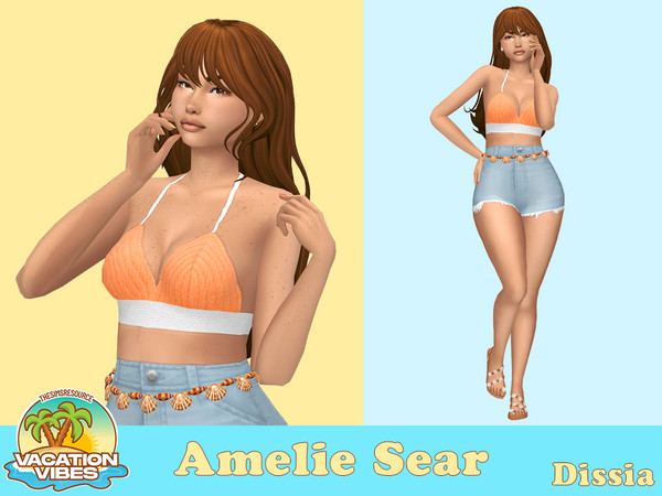 Sims 4 — Amelie Sear by Dissia — Amelie is Good, Clumsy and Loves Outdoors with a The Curator aspiration.