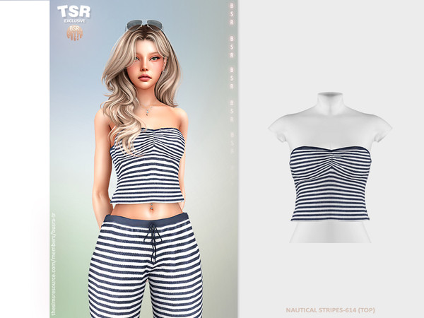 Sims 4 — NAUTICAL STRIPES-614 (TOP) BD1564 by busra-tr — 10 colors Adult, Elder, Teen, Young Adult