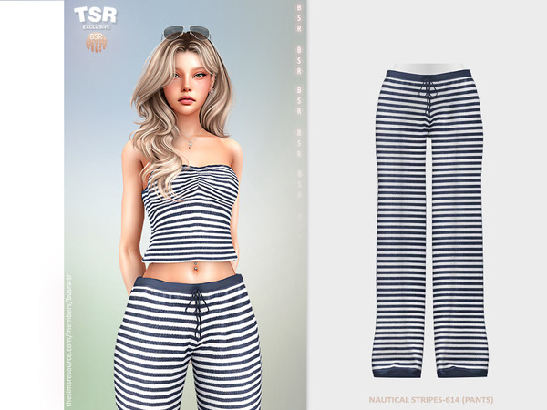 Sims 4 — NAUTICAL STRIPES-614 (PANTS) BD1565 by busra-tr — 10 colors Adult, Elder, Teen, Young Adult