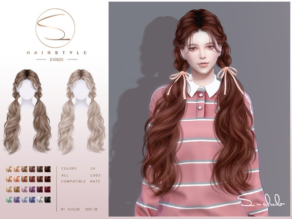 Sims 4 — S-Club_010825_Double ponytails Hairstyle by S-Club — Double ponytails hairstyle hope you like, thank you.